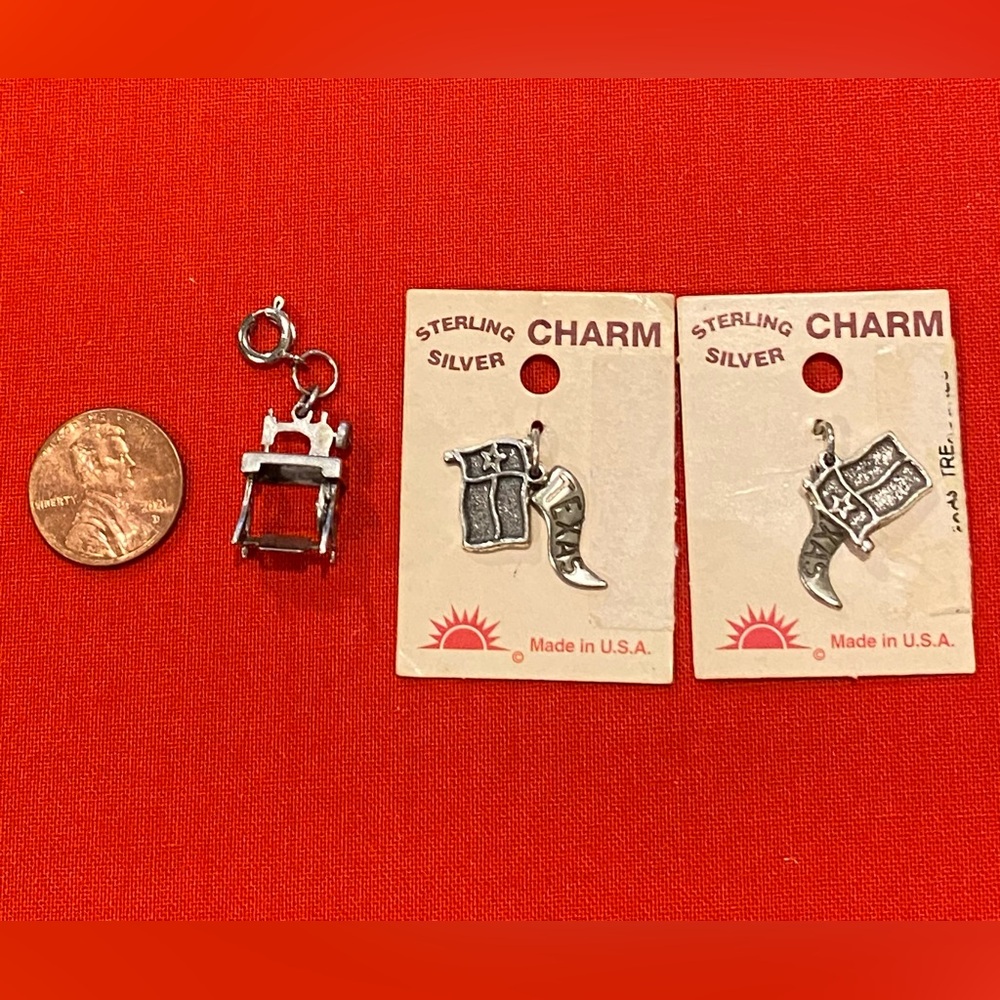925  Vintage Sewing Machine Pendant, Texas State Flag Sterling Silver